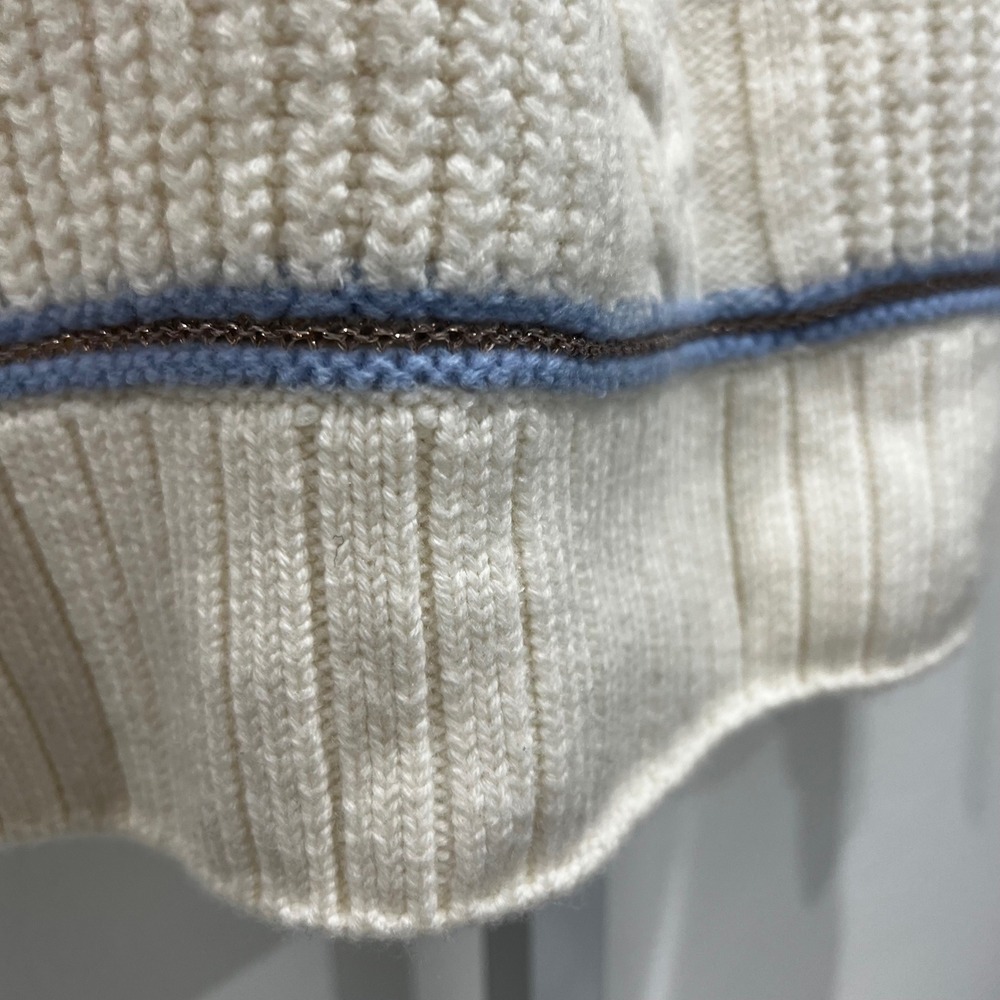 Joie Ivor Colorblock Chunky Cable Knit Wool Sweater Womens XS Cream Old Money - Picture 14 of 15